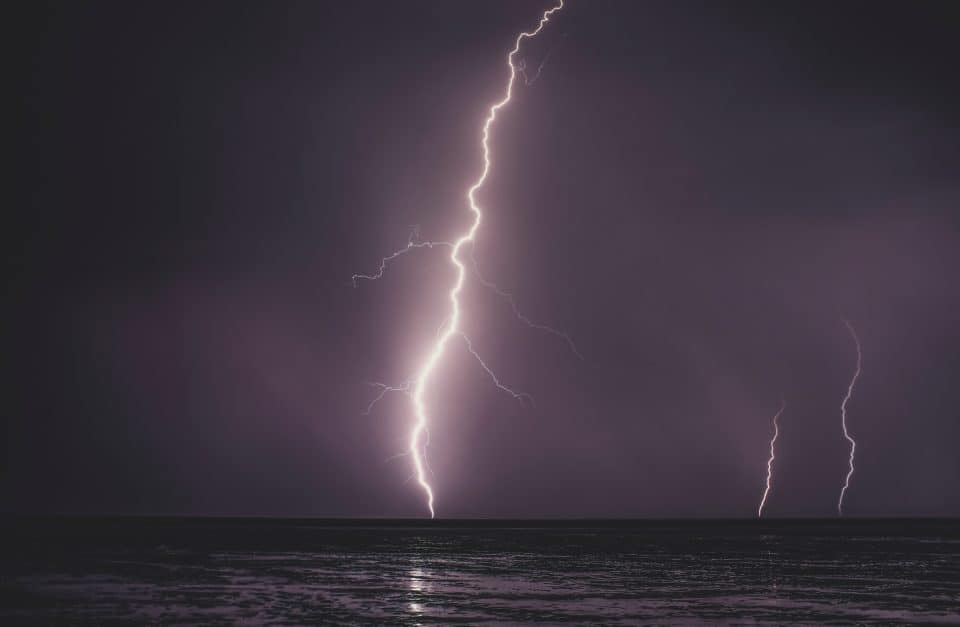 Lightning damage insurance claims / lightning over a river